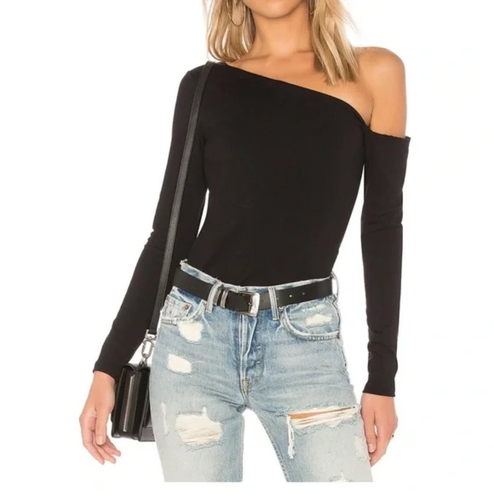 Susana Monaco Asymmetrical One Shoulder Top Black